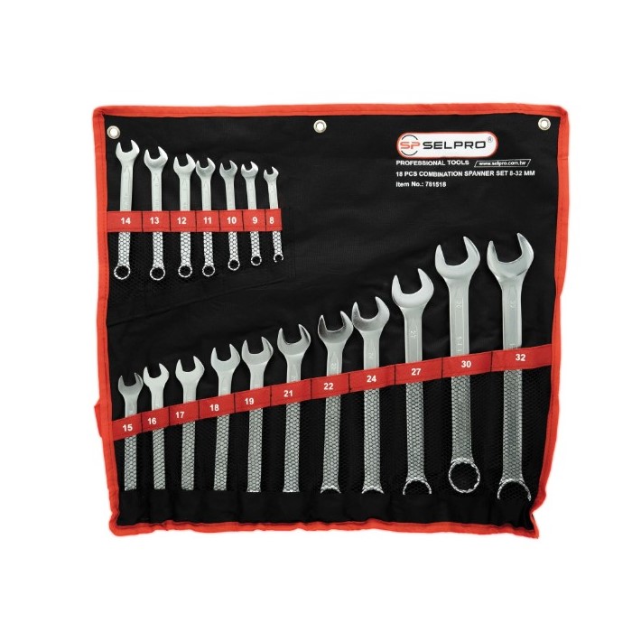 ست 18 عددی آچار یک سر رینگ یک سر تخت سلپرو Selpro781518 سایز 8-32