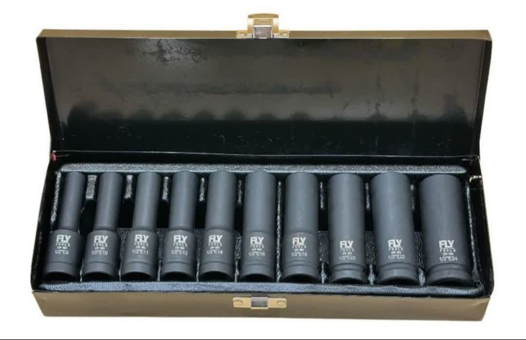 جعبه بکس 1/2 درایو ستاره ای بلند 10عددی  FLYTOOLS (E8-E24)
