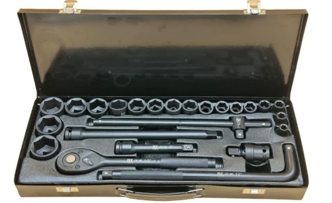 جعبه بکس 1/2 درایو فشارقوی 6پر اینچی 24پارچه FLYTOOLS (5/16-1-1/4)