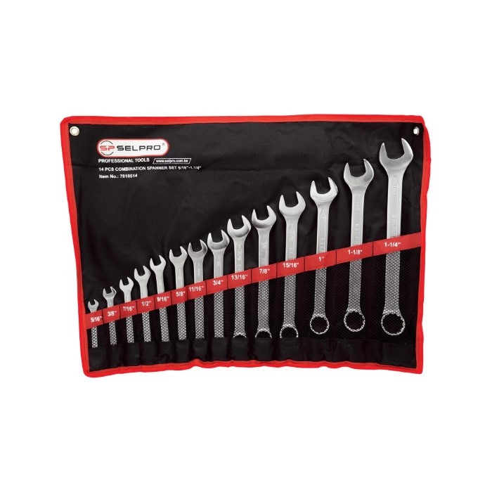 ست 14 عددی اینچی آچار یک سر رینگ یک سر تخت سلپرو Selpro7818514