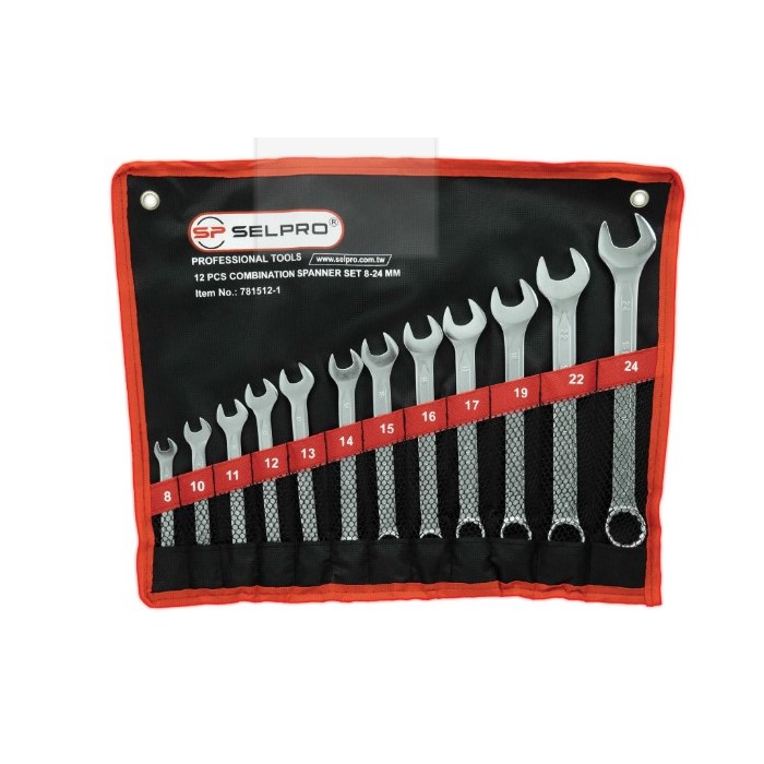 ست 12 عددی آچار یک سر رینگ یک سر تخت سلپرو Selpro781512-1 سایز 8-24