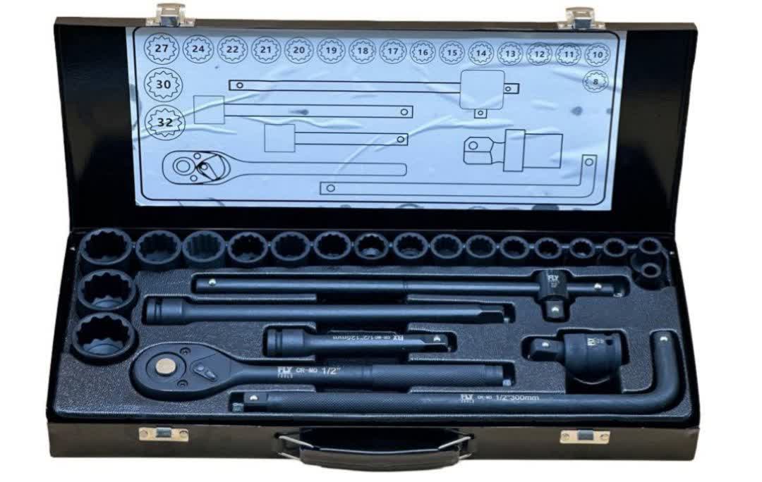 جعبه بکس 1/2 درایو فشارقوی 12پر 24پارچه FLYTOOLS